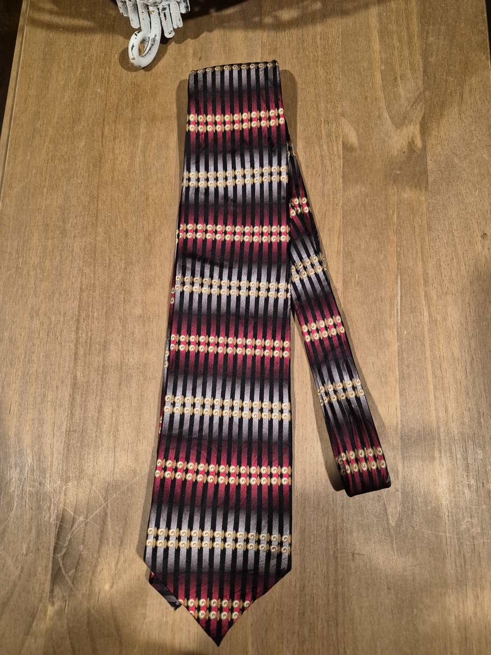 croft & barrow Black, Red, Gold Striped Geometric Silk Tie